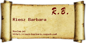 Riesz Barbara névjegykártya